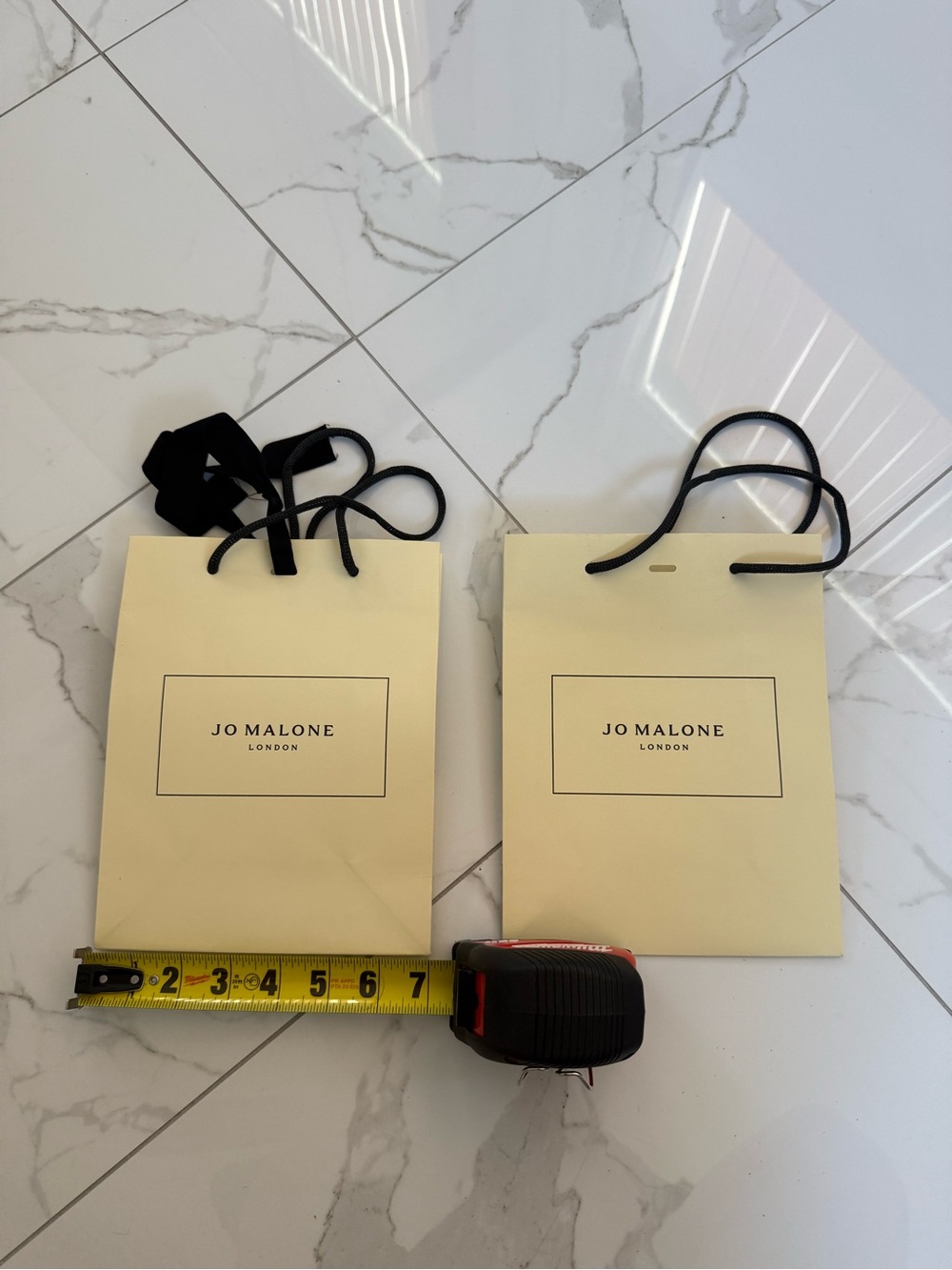 Jo Malone Cream and Black Logo Small Gift Bags (Pair)